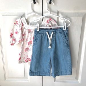 Gap Floral Peasant Top & Cropped Denim Pants